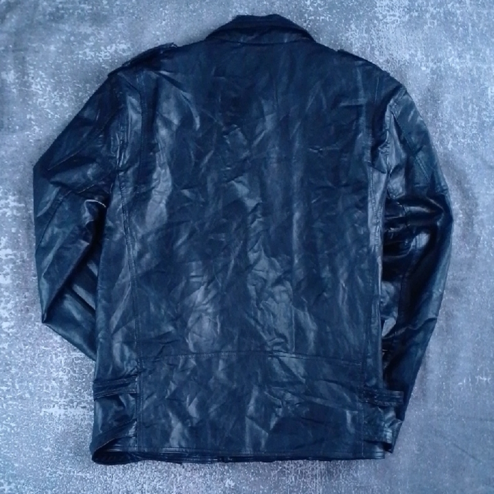 Black Faux Leather Biker Jacket - Picture 9 of 10